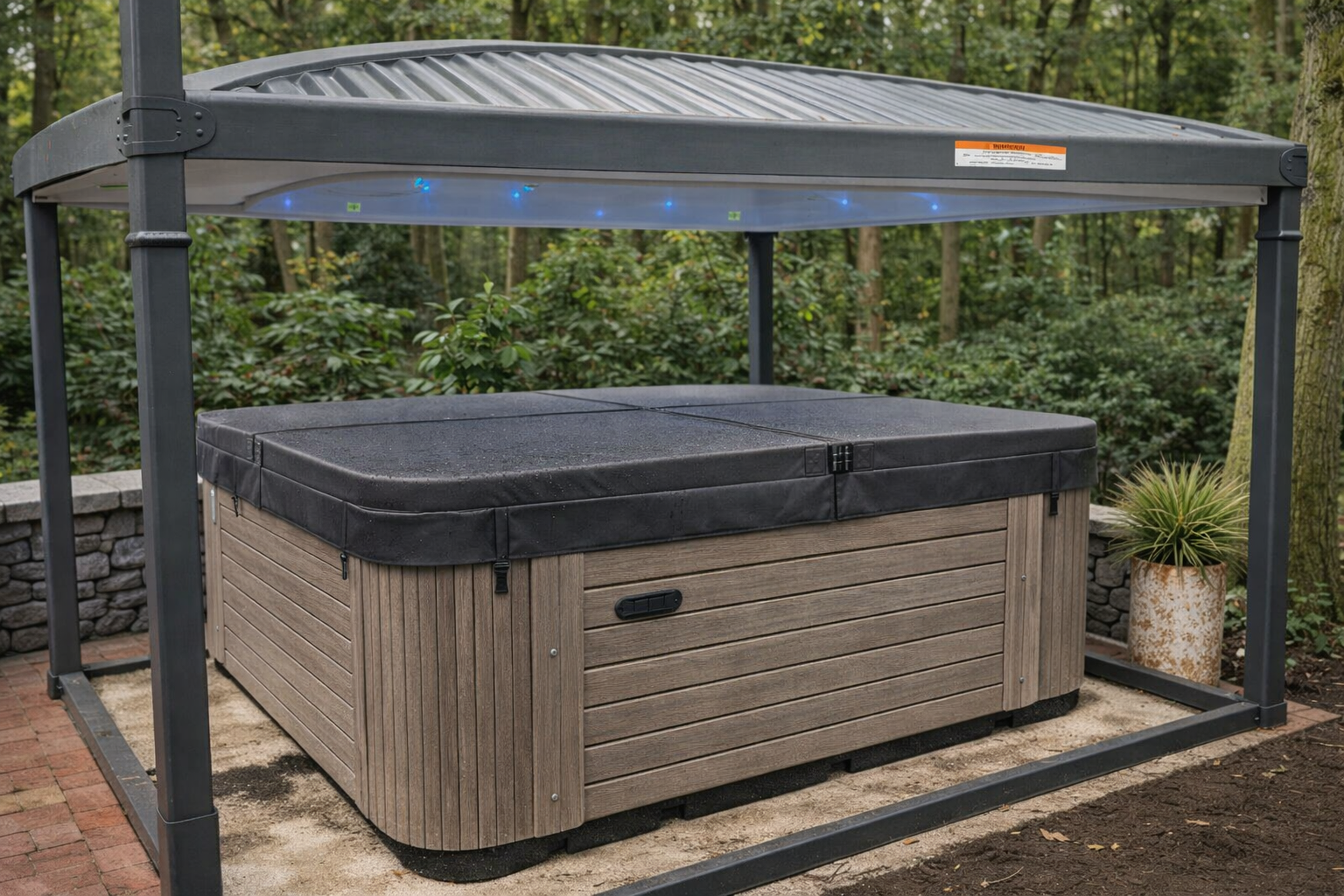 Spa onder overkapping met spa cover