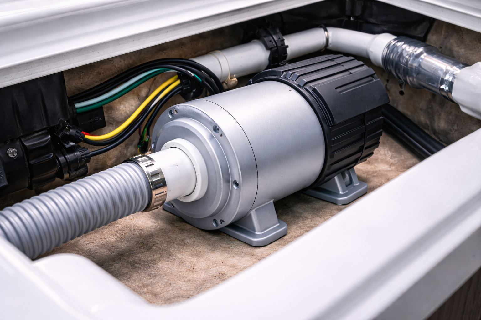 Spa filter met helder water en waterval